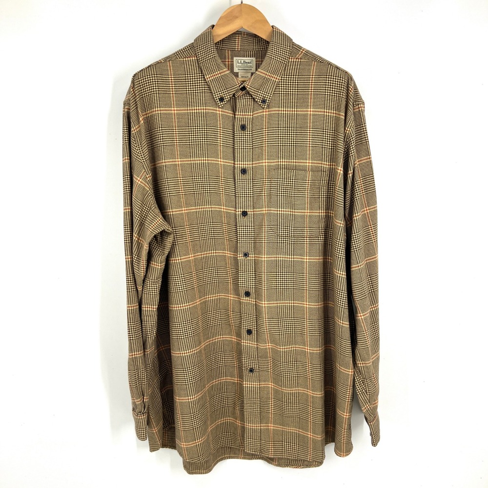 LL Bean Mens XXL Tall Traditional Fit Plaid Shirt Katahdin Khaki 298277 NWT